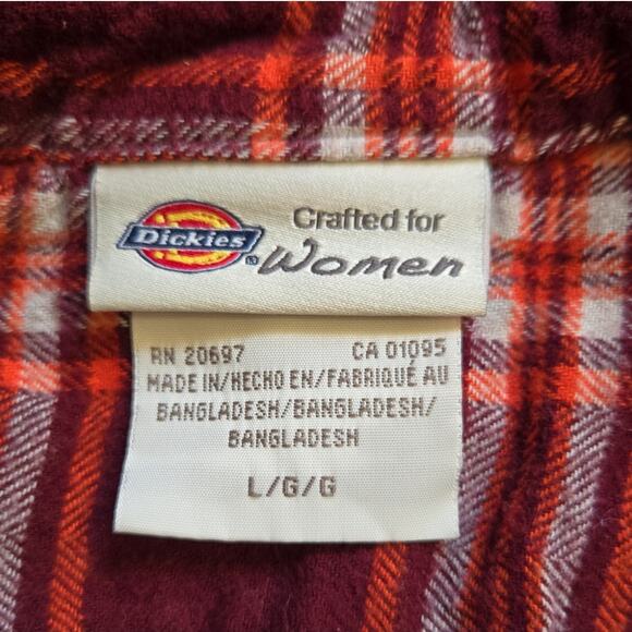 Dickies | Maroon and Orange Flannel Button Down | Size  Large - Picture 3 of 5